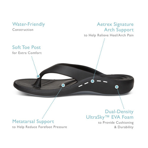 Aetrex Maui Womens Arch Support Flip Flop Sandal