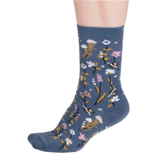 Thought GOTS Edana Organic Cotton Bee Socks Misty Blue UK 4-7