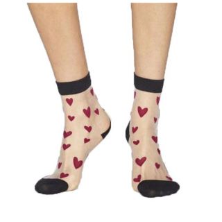 Thought Zari Heart Socks Magenta Pink Heart Uk Size 4-5