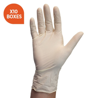 MULTIBUY Latex Powder Free Gloves White (100) X 10 Boxes