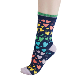 Thought Eva Heart Scatter Bamboo Socks Indigo Blue Size 4-7