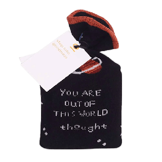 Thought Conrad GOTS Organic Cotton Space Sock In A Bag Black 7-11UK