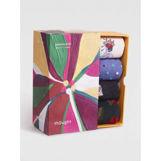 Thought Poinsettia Bamboo Christmas Bike Sock Box Multi 4-7UK