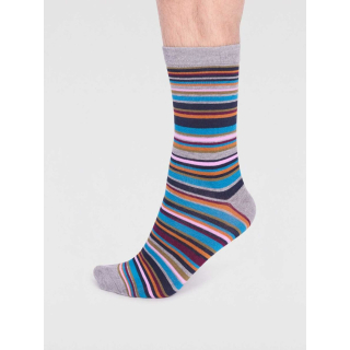 Thought Matias Bamboo Stripe Socks Grey Marle 7-11UK