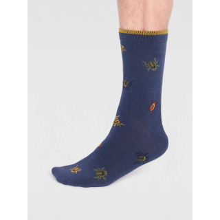 Thought Brody Bamboo Bug Socks Slate Blue  7-11UK