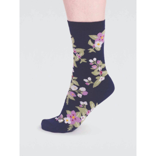 Thought Arya Bamboo Floral Socks Navy UK 4-7