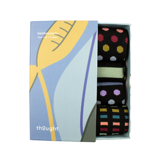 Thought Socks Spots & Stripes Bamboo Gift Box Of 4 Socks UK 7-11