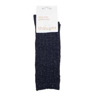 Thought Ryleigh Ribbed Wool Blend Fleck Navy (1 Pair) UK 4-7