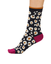 Thought GOTS Leopard Print Socks Dark Navy (1 Pair) UK 4 - 7