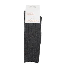 Thought Ryleigh Ribbed Wool Blend Fleck Grey Marle (1 Pair) UK 4-7